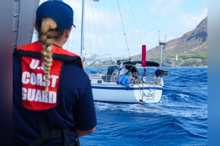 US Coast Guard Escorts Sailing Vessel Phoenix and Two Adventurers into Honolulu Harbor After Pacific Crossing