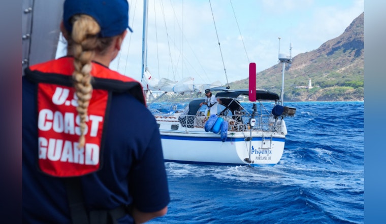US Coast Guard Escorts Sailing Vessel Phoenix and Two Adventurers into Honolulu Harbor After Pacific Crossing
