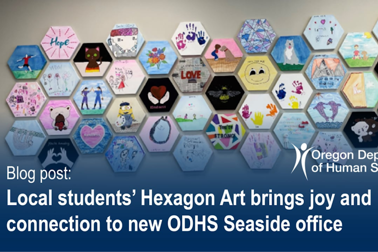 Warrenton Students Brighten Oregon DHS Seaside Office with Inspiring Hexagon Art Project