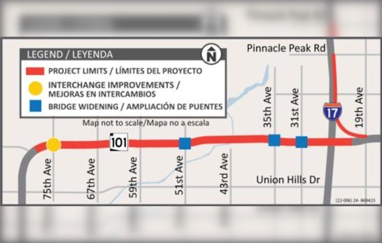 Weekend Travel Alert: Eastbound Loop 101 in Phoenix to Close for Widening Project