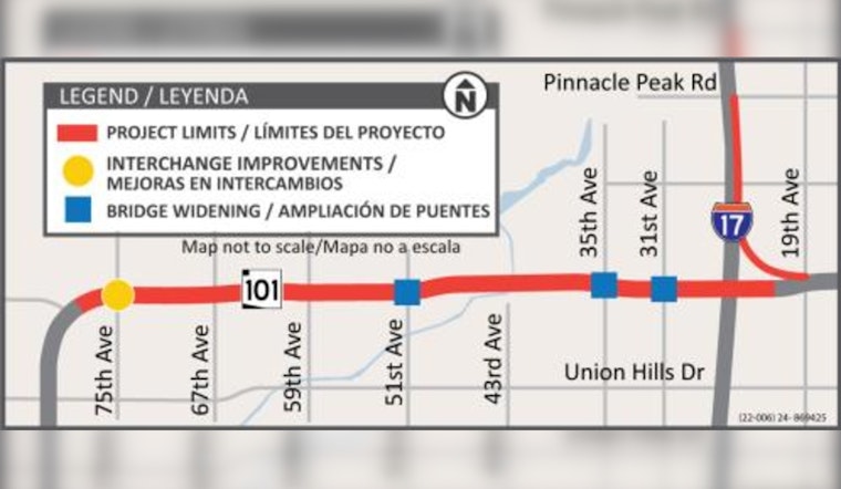 Weekend Travel Alert: Eastbound Loop 101 in Phoenix to Close for Widening Project