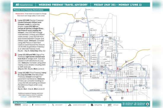 Weekend Travel Alert: Major Road Closures and Lane Restrictions in Phoenix for Freeway Improvements