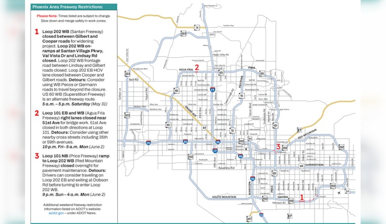 Weekend Travel Alert: Major Road Closures and Lane Restrictions in Phoenix for Freeway Improvements