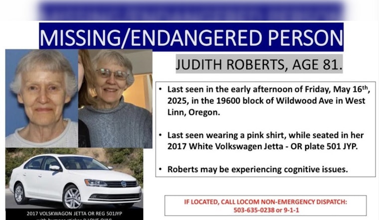 West Linn Police Seek Help to Locate Missing 81-Year-Old Judith Roberts