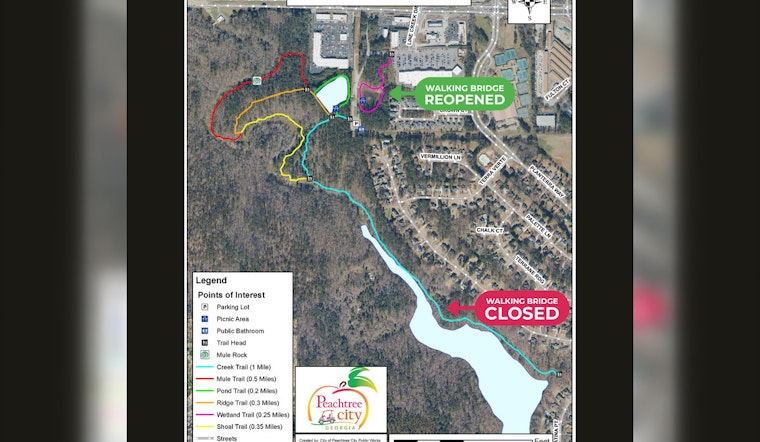 Wetland Trail Bridge Reopens in Peachtree City's Line Creek Nature Area, Creek Trail Remains Under Repair