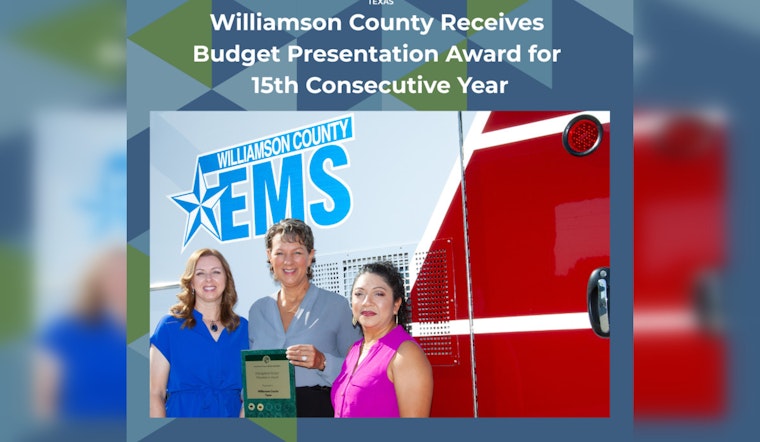 Williamson County Clinches 15th Consecutive Distinguished Budget Presentation Award