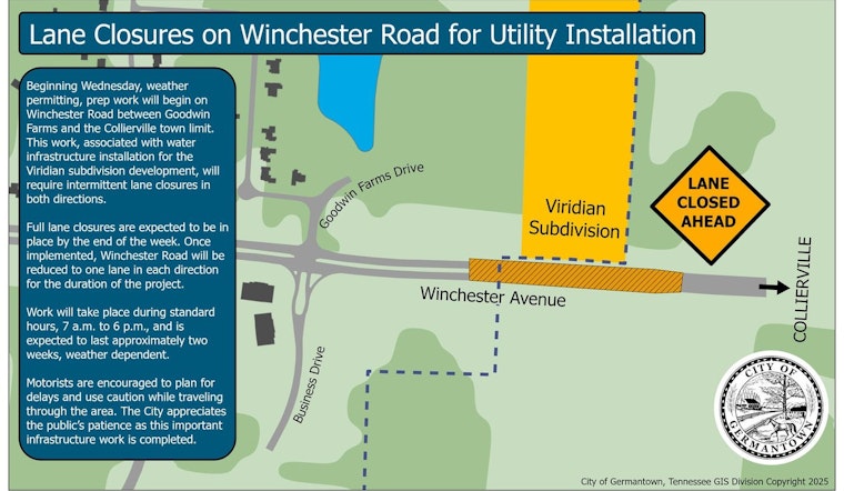 Winchester Road in Germantown Braces for Traffic Delays Amid Water Infrastructure Upgrades