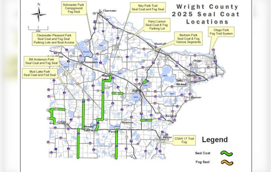 Wright County Announces Seal Coating on 42 Miles of Highways Starting May 28; Delays Expected