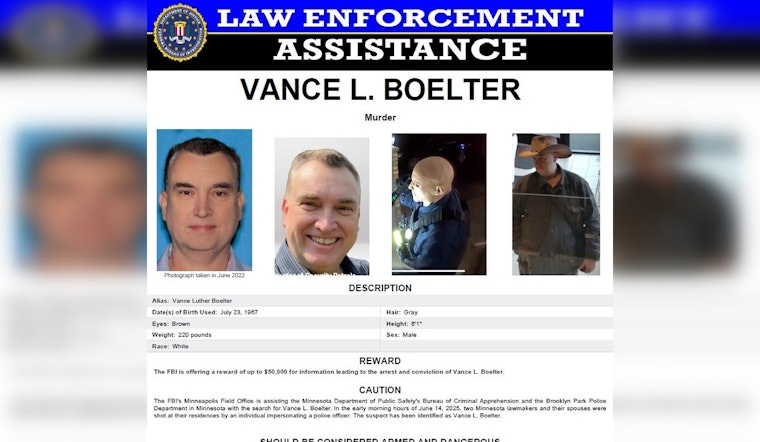 $50K Reward for Info on Suspected Shooter Terrorizing Minnesota Lawmakers: FBI Launches Manhunt for Vance L. Boelter in Champlin and Brooklyn Park