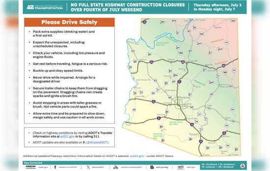 ADOT Urges Safe Driving, No Scheduled Road Closures in Phoenix and Tucson for July 4 Weekend