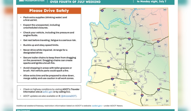 ADOT Urges Safe Driving, No Scheduled Road Closures in Phoenix and Tucson for July 4 Weekend