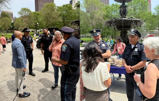Boston Police and Locals Bond Over Coffee in Boston Common "Coffee with a Cop" Event