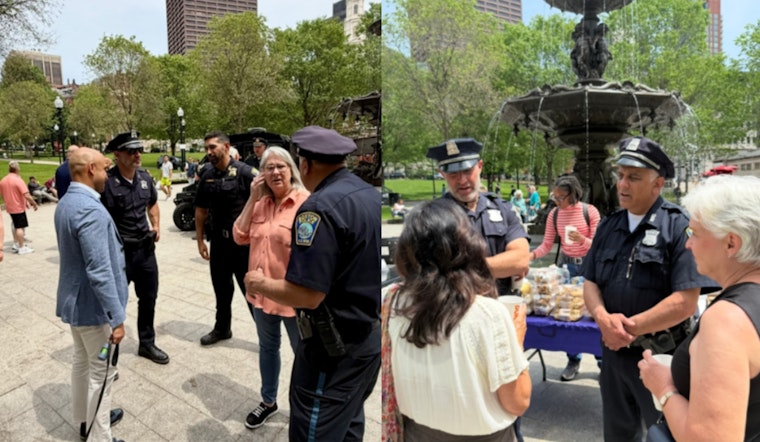 Boston Police and Locals Bond Over Coffee in Boston Common "Coffee with a Cop" Event