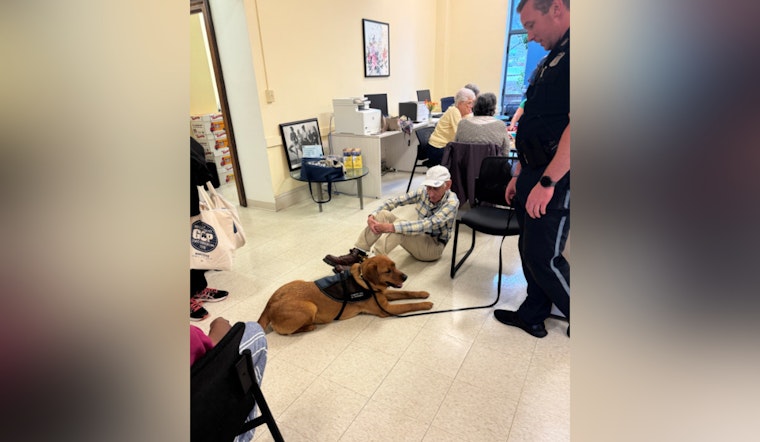 Boston Police Engage with Brighton Seniors, Spread Joy with Visit and Comfort Dog Copper