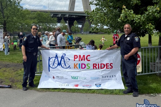 Boston Police Officers Pedal Alongside Young Cyclists at Charlestown's Pan-Mass Challenge Kids Ride