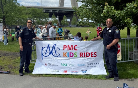 Boston Police Officers Pedal Alongside Young Cyclists at Charlestown's Pan-Mass Challenge Kids Ride