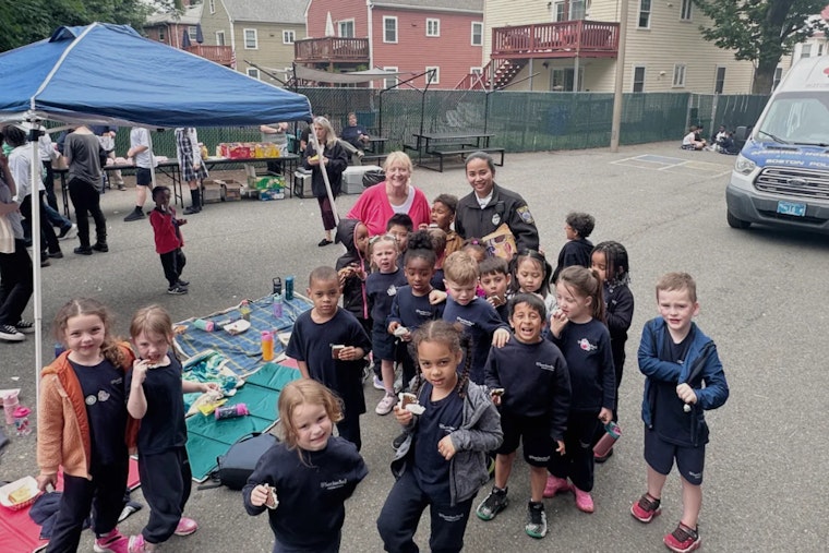 Boston Police Sweeten Community Relations with Ice Cream Truck at Local School's Year-End Celebration