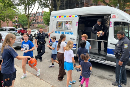 Boston Police Sweeten Hurley School's "Moving On Celebration" with Ice Cream Social