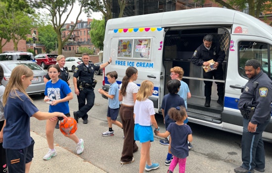 Boston Police Sweeten Hurley School's "Moving On Celebration" with Ice Cream Social