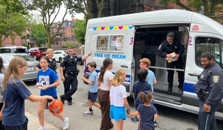Boston Police Sweeten Hurley School's "Moving On Celebration" with Ice Cream Social