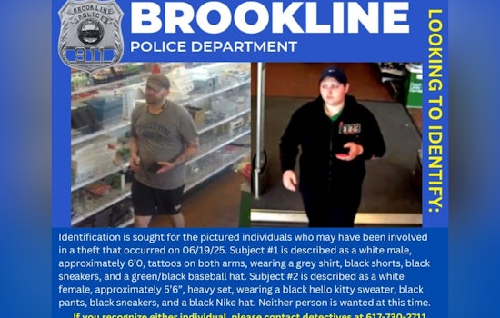 Brookline Police Seek Public's Help to Identify Individuals Connected to Theft Case