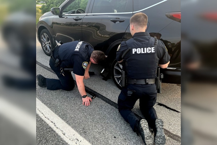 Carmel PD's Nights B Shift Goes Beyond the Badge, Aids Stranded Driver with Flat Tire