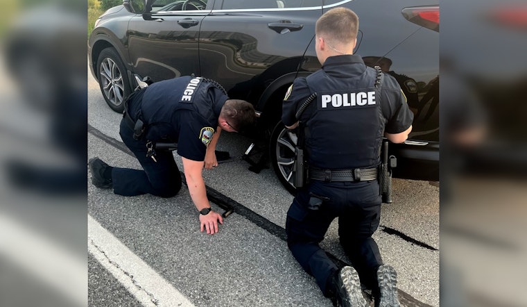 Carmel PD's Nights B Shift Goes Beyond the Badge, Aids Stranded Driver with Flat Tire