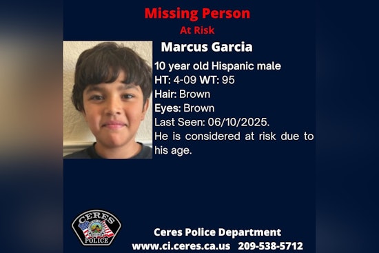 Ceres Police Department Seeks Public's Help in Finding At-Risk Missing 10-Year-Old Marcus Garcia