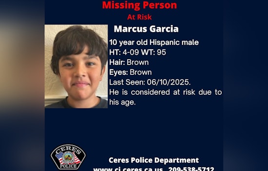 Ceres Police Department Seeks Public's Help in Finding At-Risk Missing 10-Year-Old Marcus Garcia