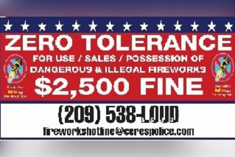 Ceres Police Enforce Zero-Tolerance on Illegal Fireworks with Up to $2,500 Fines