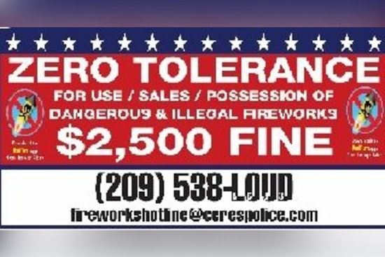 Ceres Police Enforce Zero-Tolerance on Illegal Fireworks with Up to $2,500 Fines