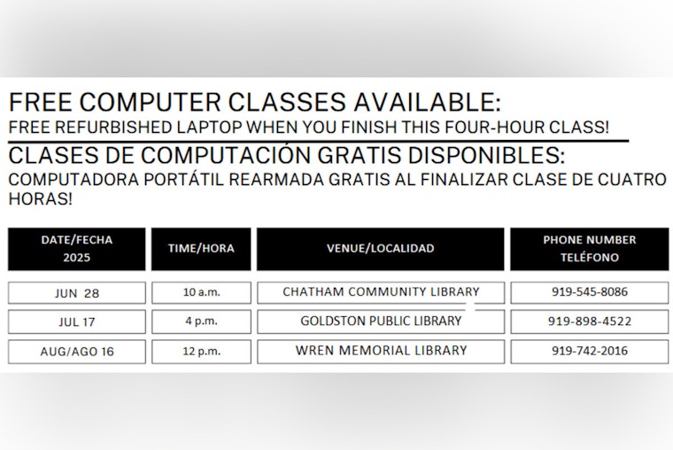 Chatham County Offers Free Computer Training and Laptops to Boost Job Readiness
