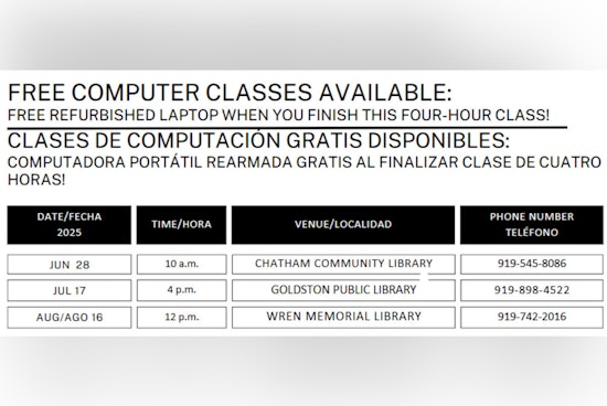 Chatham County Offers Free Computer Training and Laptops to Boost Job Readiness