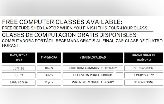 Chatham County Offers Free Computer Training and Laptops to Boost Job Readiness