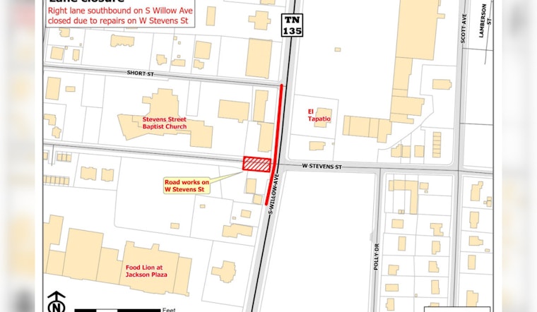 Cookeville Alert as S. Willow Avenue Southbound Lane Closes on July 2 for Construction Work