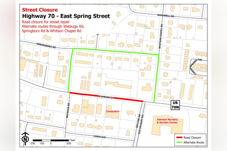 Cookeville Announces Road Closures on E. Spring Street for Milling and Paving Operations