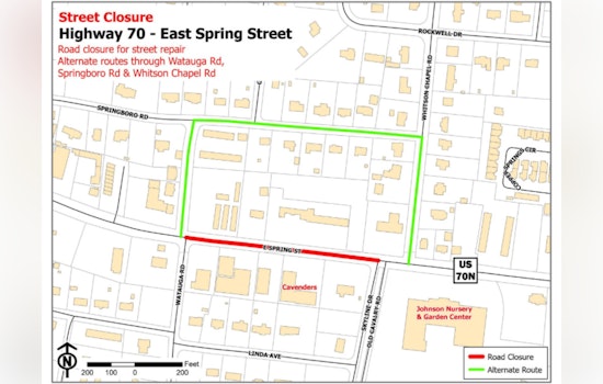 Cookeville Announces Road Closures on E. Spring Street for Milling and Paving Operations