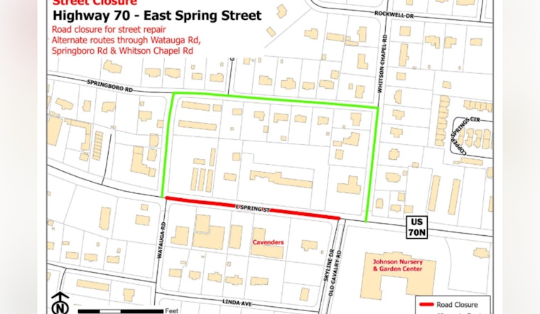 Cookeville Announces Road Closures on E. Spring Street for Milling and Paving Operations