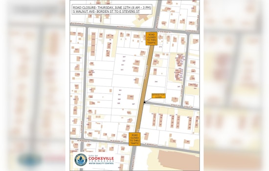 Cookeville's South Walnut Avenue Closed for Water and Sewer Repairs Thursday