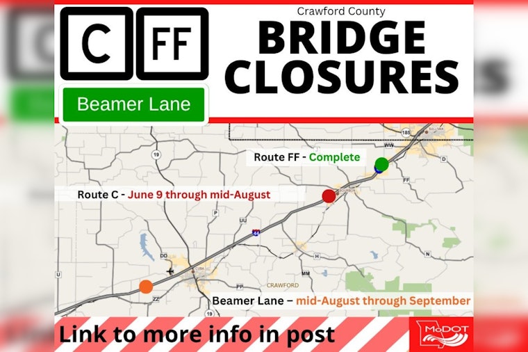 Crawford County's Route C Bridge Over I-44 Shuts Down for Summer Revamp MoDOT Advises Alternate Routes