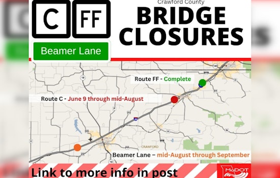 Crawford County's Route C Bridge Over I-44 Shuts Down for Summer Revamp MoDOT Advises Alternate Routes
