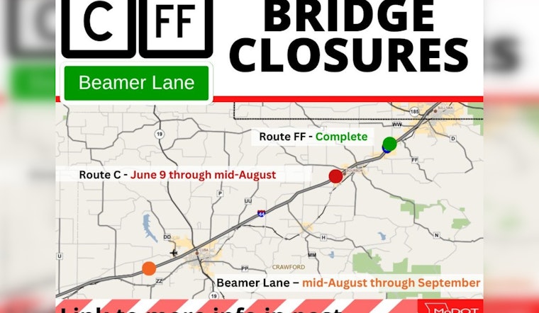 Crawford County's Route C Bridge Over I-44 Shuts Down for Summer Revamp MoDOT Advises Alternate Routes
