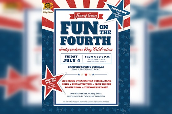 Davie Gears Up for Residents-Only "Fun on the 4th" Celebration at Pine Island Park with Live Music, Drone Show, and Fireworks