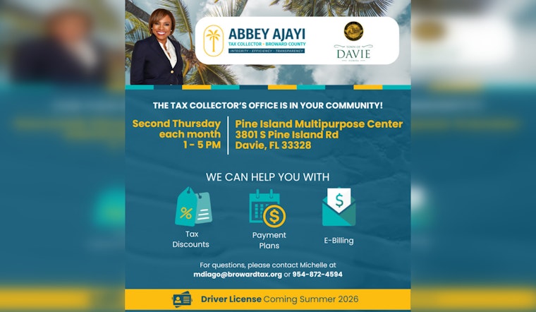 Davie Partners with Broward County Tax Collector’s Office for On-Site Monthly Tax Assistance Sessions