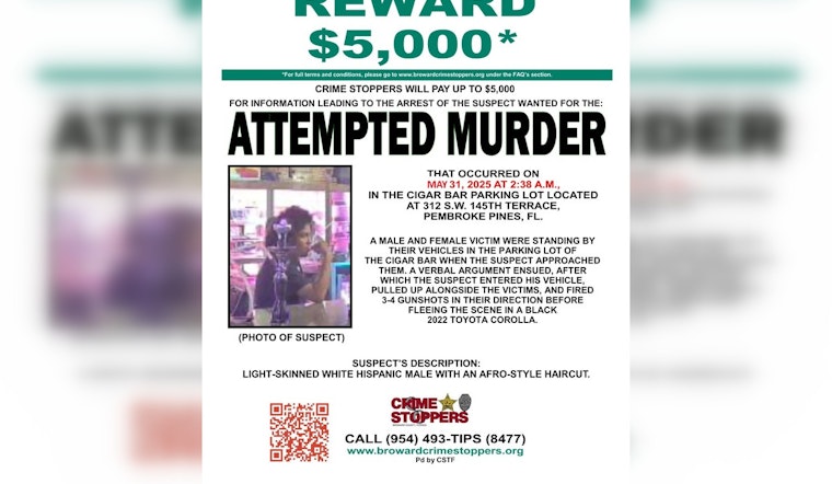 $5,000 Reward for Critical Information on Pembroke Pines Mall Shooting Suspect