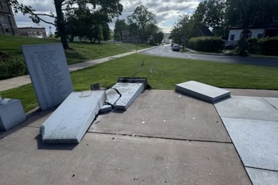 Driver Suspected of OUI and Property Destruction After Crashing into JFK Memorial in Holyoke