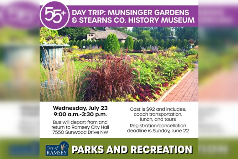 Explore St. Cloud's Serene Gardens and Rich History with Ramsey's 55+ Day Trip on July 23