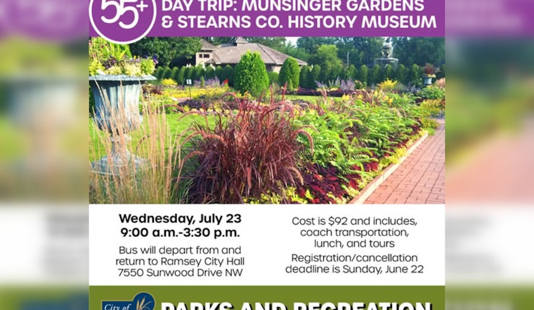 Explore St. Cloud's Serene Gardens and Rich History with Ramsey's 55+ Day Trip on July 23