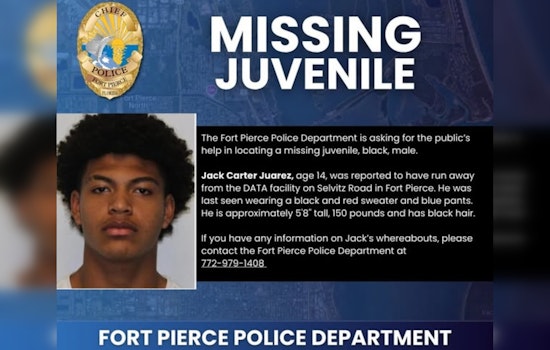 Fort Pierce Police Seek Public's Help in Locating Missing Teen Jack Carter Juarez from DATA Treatment Facility