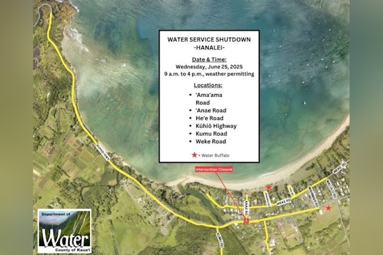 Hanalei Prepares for Water Shutdown and Traffic Disruptions Due to Water Line Improvements on June 25